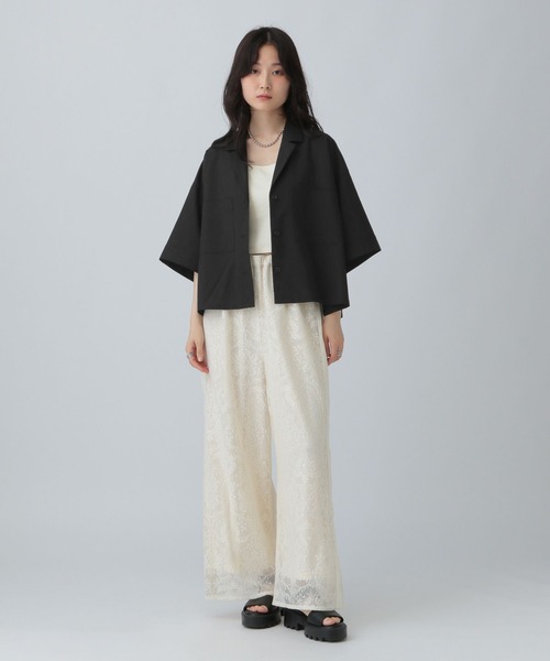 LEPSIM(レプシィム)の「オープンカラーショートシャツ2 573137(シャツ/ブラウス・レディース・カーキ/ブラック/ベージュ・FREE)」の18枚目の写真
