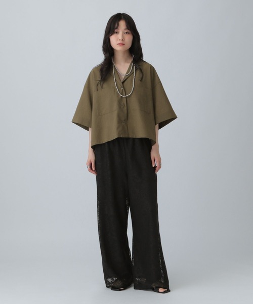 LEPSIM(レプシィム)の「オープンカラーショートシャツ2 573137(シャツ/ブラウス・レディース・カーキ/ブラック/ベージュ・FREE)」の6枚目の写真