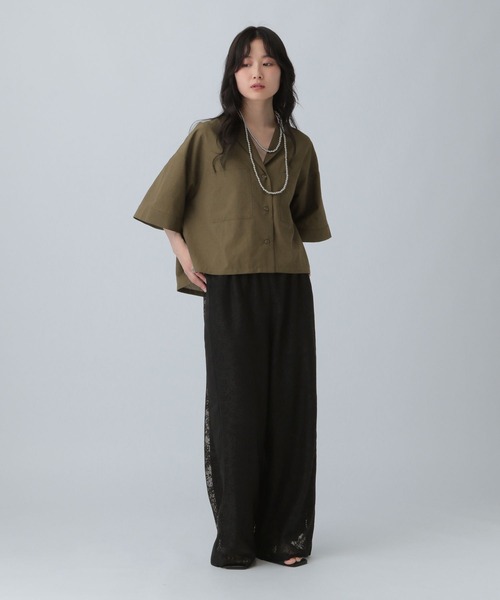 LEPSIM(レプシィム)の「オープンカラーショートシャツ2 573137(シャツ/ブラウス・レディース・カーキ/ブラック/ベージュ・FREE)」の7枚目の写真