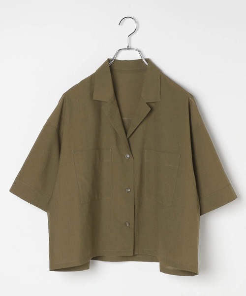 LEPSIM(レプシィム)の「オープンカラーショートシャツ2 573137(シャツ/ブラウス・レディース・カーキ/ブラック/ベージュ・FREE)」の9枚目の写真