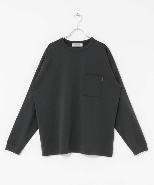 ブラック 長袖カットソー ポケット付き セール】ポンチポケット付ロングスリーブTシャツ（Tシャツ/カットソー