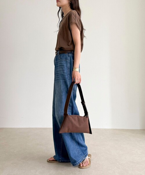 fredy emue（フレディエミュ）の「《セットアップ対応》タンブラー鹿の子フレンチTシャツ（Tシャツ/カットソー・レディース・アイボリー/チャコールグレー/ブラウン・38）」の7枚目の写真