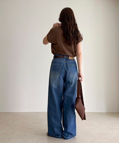 fredy emue（フレディエミュ）の「《セットアップ対応》タンブラー鹿の子フレンチTシャツ（Tシャツ/カットソー・レディース・アイボリー/チャコールグレー/ブラウン・38）」の8枚目の写真