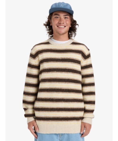 Quiksilver(クイックシルバー)の「LAGOS STRIPED CREW S /クイックシルバーボーダー柄ニット(ニット/セーター・メンズ・ベージュ・X-LARGE/LARGE/MEDIUM)」の1枚目の写真
