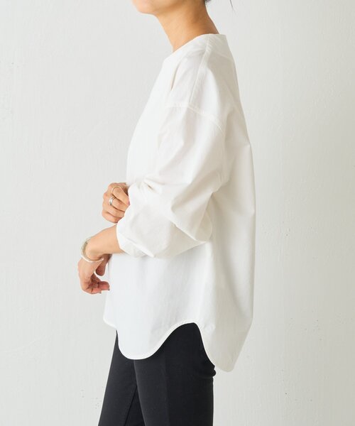 BEARDSLEY（ビアズリー）の「《15 quinze》フロントジップコットンプルオーバー（シャツ/ブラウス・レディース・ホワイト/ブラック・FREE）」の4枚目の写真