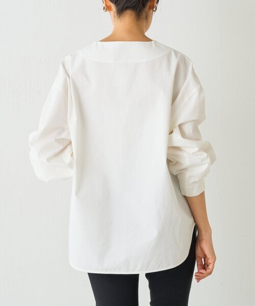 BEARDSLEY（ビアズリー）の「《15 quinze》フロントジップコットンプルオーバー（シャツ/ブラウス・レディース・ホワイト/ブラック・FREE）」の5枚目の写真