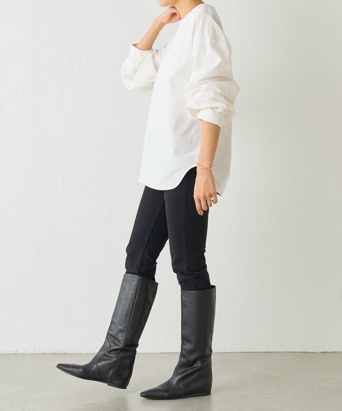 BEARDSLEY（ビアズリー）の「《15 quinze》フロントジップコットンプルオーバー（シャツ/ブラウス・レディース・ホワイト/ブラック・FREE）」の9枚目の写真