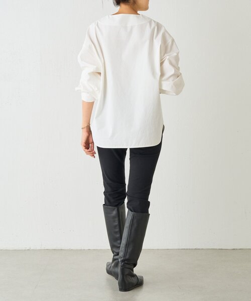 BEARDSLEY（ビアズリー）の「《15 quinze》フロントジップコットンプルオーバー（シャツ/ブラウス・レディース・ホワイト/ブラック・FREE）」の10枚目の写真