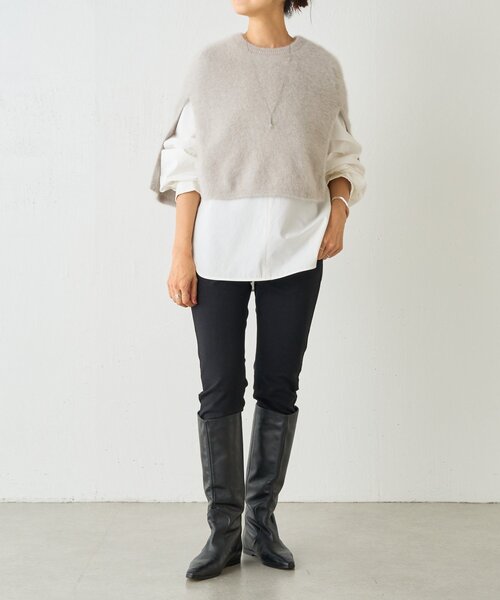 BEARDSLEY（ビアズリー）の「《15 quinze》フロントジップコットンプルオーバー（シャツ/ブラウス・レディース・ホワイト/ブラック・FREE）」の12枚目の写真