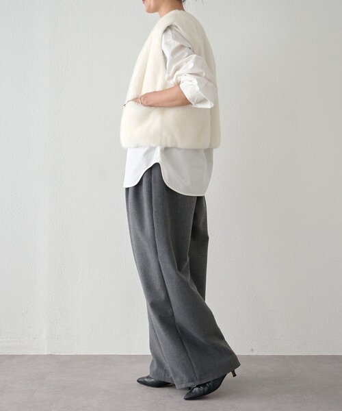 BEARDSLEY（ビアズリー）の「《15 quinze》フロントジップコットンプルオーバー（シャツ/ブラウス・レディース・ホワイト/ブラック・FREE）」の15枚目の写真