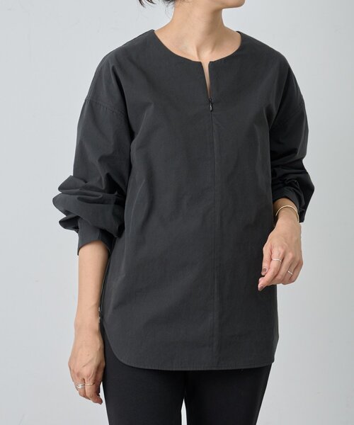 BEARDSLEY（ビアズリー）の「《15 quinze》フロントジップコットンプルオーバー（シャツ/ブラウス・レディース・ホワイト/ブラック・FREE）」の20枚目の写真