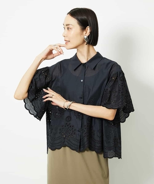 ミッシェルクラン（MICHEL ）/ボーラーレースブラウス セール】ボーラーレースブラウス（シャツ/ブラウス）｜MICHEL KLEIN