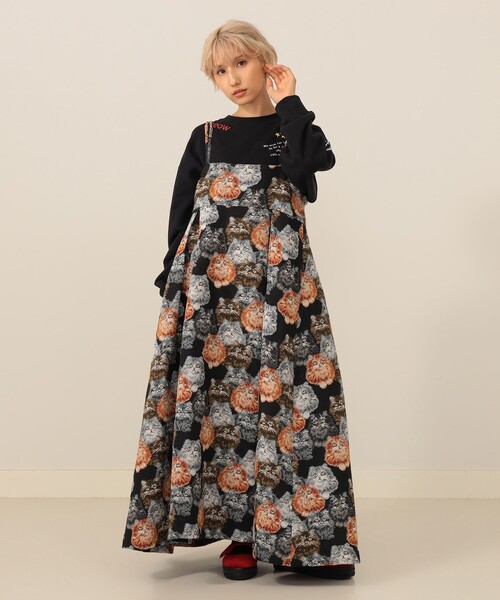 最終値下げ！mmts マミタス　猫いっぱいスカート　黒 Yahoo!オークション - 二子玉)mmts マミタス 猫いっぱいスカート