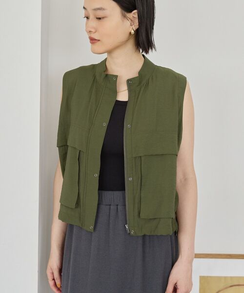 5319【極美品】45R　ツイードベスト ウール　シェットランドベスト　カーキ HYKE - 【美品】 HYKE / ハイク | 2023AW | FAUX SHEARLING