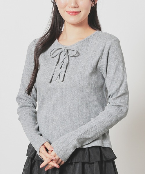 定価26400円 MASU 編み込みカットソー　レースアップ　Ｔシャツ セール】レースアップトップス（Tシャツ/カットソー）｜Honeys