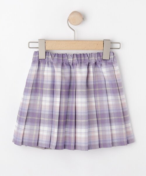 SHOO・LA・RUE（シューラルー）の「【100-150cm】ハートチャーム付きチェックプリーツスカート（スカート・キッズ・パープル系1/サックスブルー系1・13/12/11/10/15 /14）」の4枚目の写真