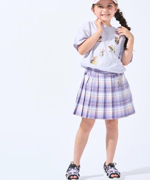 SHOO・LA・RUE（シューラルー）の「【100-150cm】ハートチャーム付きチェックプリーツスカート（スカート・キッズ・パープル系1/サックスブルー系1・13/12/11/10/15 /14）」の10枚目の写真