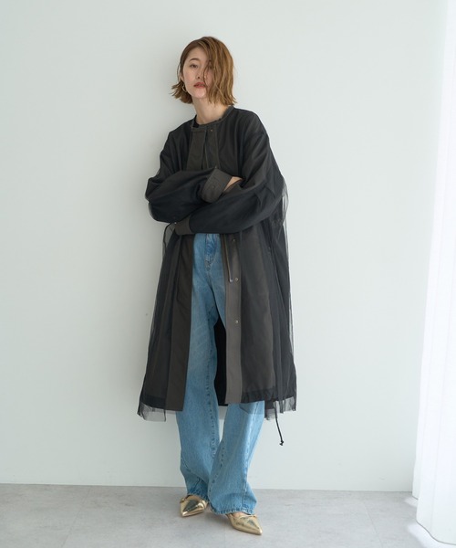 Editt by YECCA VECCA（エディットバイイェッカヴェッカ）の「2wayミリタリーコート（その他アウター・レディース・カーキ/チャコールグレー・FREE）」の2枚目の写真