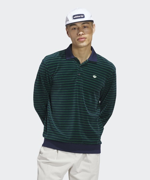 adidas（アディダス）の「オリジナルスゴルフ Originalsベロア 長袖 ポロシャツ【adidas Golf/アディダスゴルフ】（ポロシャツ・メンズ・ダークブラウン/ネイビー・XX-LARGE/3XL/LARGE/MEDIUM/SMALL/X-LARGE）」の21枚目の写真