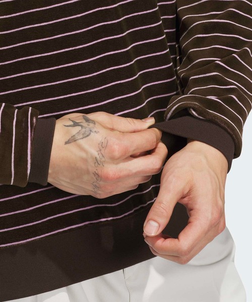 adidas（アディダス）の「オリジナルスゴルフ Originalsベロア 長袖 ポロシャツ【adidas Golf/アディダスゴルフ】（ポロシャツ・メンズ・ダークブラウン/ネイビー・XX-LARGE/3XL/LARGE/MEDIUM/SMALL/X-LARGE）」の13枚目の写真