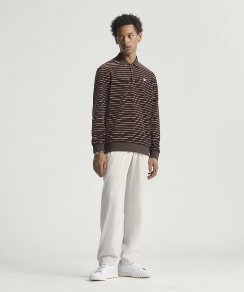 adidas（アディダス）の「オリジナルスゴルフ Originalsベロア 長袖 ポロシャツ【adidas Golf/アディダスゴルフ】（ポロシャツ・メンズ・ダークブラウン/ネイビー・XX-LARGE/3XL/LARGE/MEDIUM/SMALL/X-LARGE）」の9枚目の写真