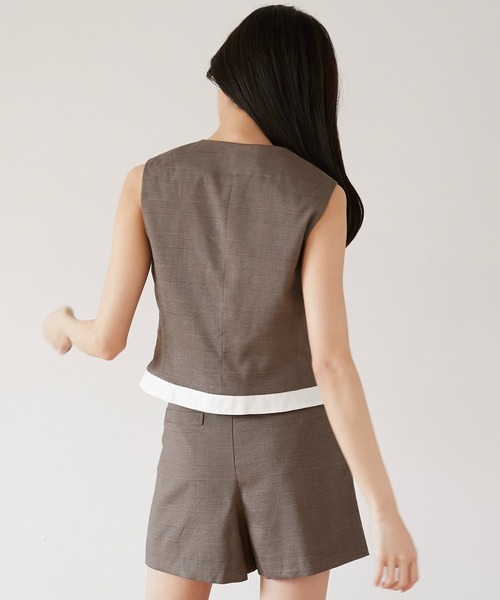 Luan(ルアン)の「【Luan】GLEN CHECK GILET/グレンチェックジレ(ベスト・レディース・グレー/ブラウン・1/0)」の7枚目の写真