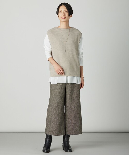 J.PRESS Ladies(J.プレス レディス)の「DRALON MERINO ニット ベスト(ベスト・レディース・ワイン系/ベージュ系/ライトグレー系/ネイビー系・SMALL)」の7枚目の写真
