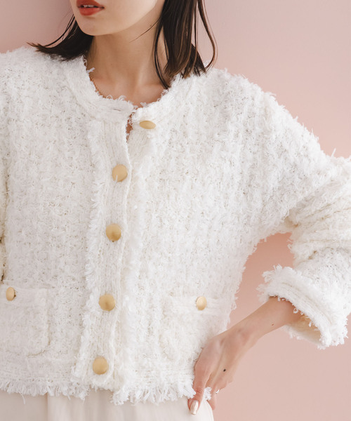 セール】ツイードニットカーディガン（カーディガン/ボレロ）｜NOBLE