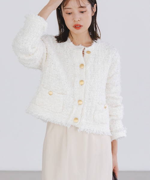 ★nobleノーブルspick&span★2025今季新品ヤクニットカーディガン YAK/ヤク ダブルボタンニットカーディガン（ニット／セーター