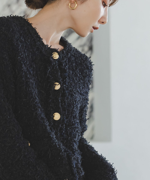 ノーブル ツイードニットカーディガン NOBLE カーディガン ツイードニットカーディガン レディース