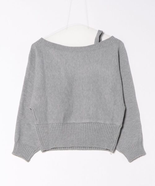 Lace Ladies(レースレディース)の「ワンストラップ アシンメトリー オフショル ニット プルオーバー(ニット/セーター・レディース・グレー/ネイビー・XL/M)」の3枚目の写真