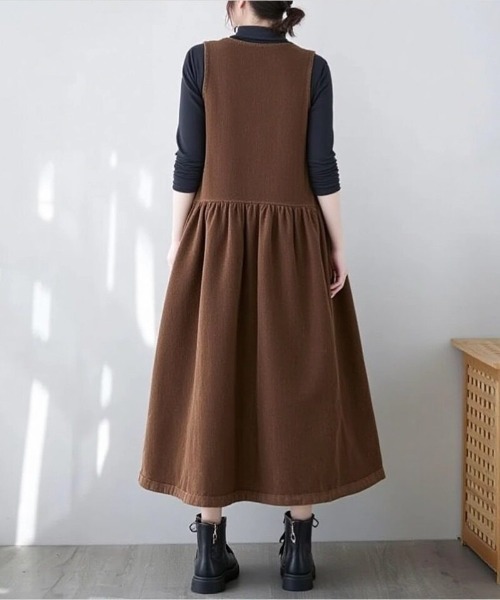 cammie(キャミー)の「フロントボタンワンピース(ジャンパースカート・レディース・ブラック/パープル/ブラウン/グリーン・L/M)」の16枚目の写真