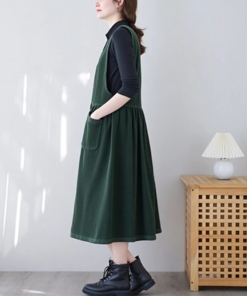 cammie(キャミー)の「フロントボタンワンピース(ジャンパースカート・レディース・ブラック/パープル/ブラウン/グリーン・L/M)」の11枚目の写真