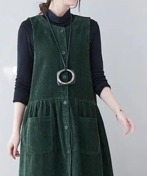 cammie(キャミー)の「フロントボタンワンピース(ジャンパースカート・レディース・ブラック/パープル/ブラウン/グリーン・L/M)」の7枚目の写真
