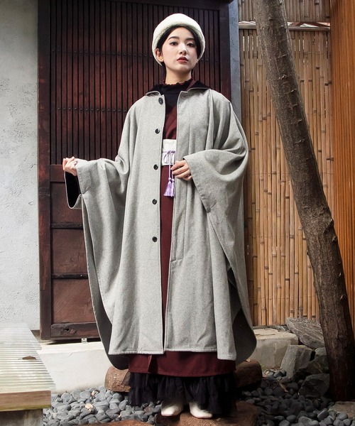 カヤ（カヤ）の「【カヤ】寒の着 新ケープコート（その他アウター・レディース・グレー/ブラウン/スミクロ・FREE）」の2枚目の写真