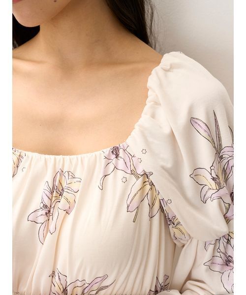 セール】【MUCHA】リリー柄カップインワンピース（ルームウェア
