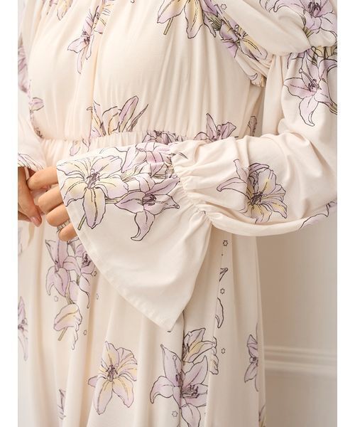 MUCHA】リリー柄カップインワンピース（ルームウェア/パジャマ
