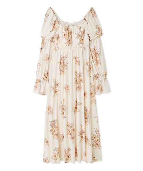 MUCHA】リリー柄カップインワンピース（ルームウェア/パジャマ