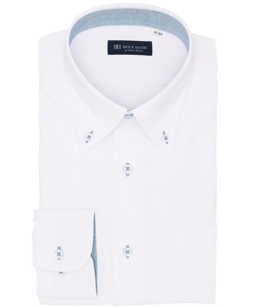 TOKYO SHIRTS(トウキョウシャツ)の「形態安定ノンアイロン ボタンダウン 長袖ストレッチビジネスワイシャツ(ビジネスシャツ・メンズ・ホワイト・首回り39cm-裄丈80cm/首回り39cm-裄丈84cm/首回り41cm-裄丈82cm/首回り41cm-裄丈86cm/首回り42cm-裄丈82cm/首回り42cm-裄丈86cm/首回り43cm-裄丈82cm/首回り43cm-裄丈86cm/首回り37cm-裄丈80cm)」の1枚目の写真
