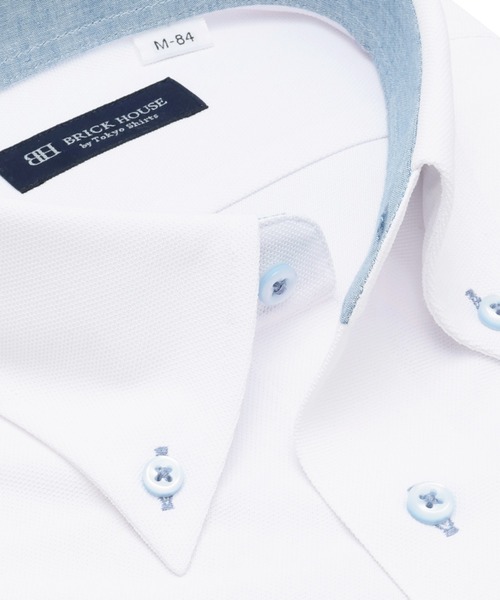 TOKYO SHIRTS(トウキョウシャツ)の「形態安定ノンアイロン ボタンダウン 長袖ストレッチビジネスワイシャツ(ビジネスシャツ・メンズ・ホワイト・首回り39cm-裄丈80cm/首回り39cm-裄丈84cm/首回り41cm-裄丈82cm/首回り41cm-裄丈86cm/首回り42cm-裄丈82cm/首回り42cm-裄丈86cm/首回り43cm-裄丈82cm/首回り43cm-裄丈86cm/首回り37cm-裄丈80cm)」の2枚目の写真