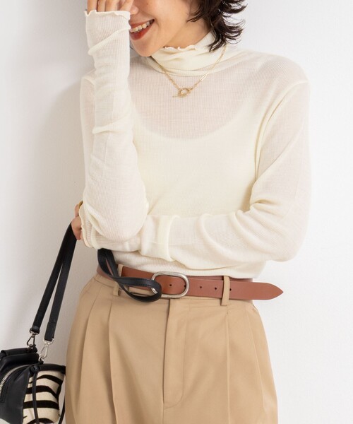NOLLEY’S ノーリーズ MY STANDARDウォッシャブルリブタートル白 MY STANDARD ウォッシャブルリブタートルネック（Tシャツ