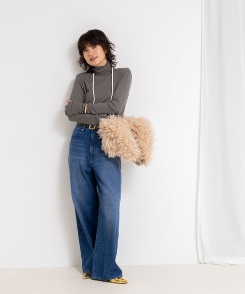 NOLLEY’S（ノーリーズ）の「MY STANDARD ウォッシャブルリブタートルネック（Tシャツ/カットソー・レディース・アイボリー/ブラック/チャコールグレー/オフホワイト/ダークブラウン・FREE）」の14枚目の写真