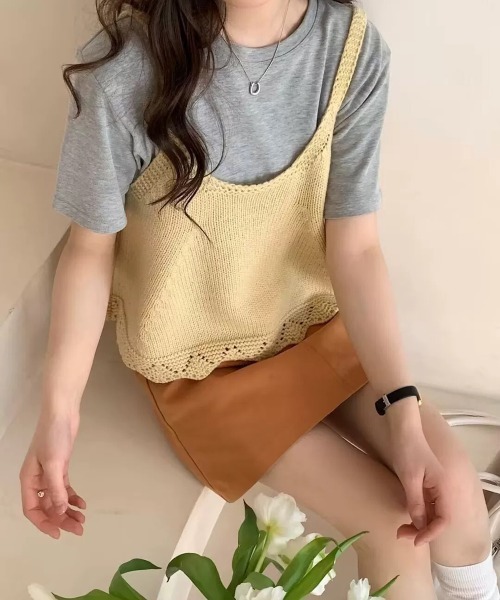 Miniministore(ミニミニストア)の「ニットベスト レディース 編み Aライン(ベスト・レディース・アイボリー/ブルー/グレー/クリーム/レッド・FREE)」の13枚目の写真