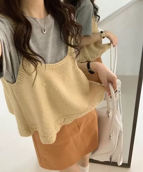 Miniministore(ミニミニストア)の「ニットベスト レディース 編み Aライン(ベスト・レディース・アイボリー/ブルー/グレー/クリーム/レッド・FREE)」の14枚目の写真