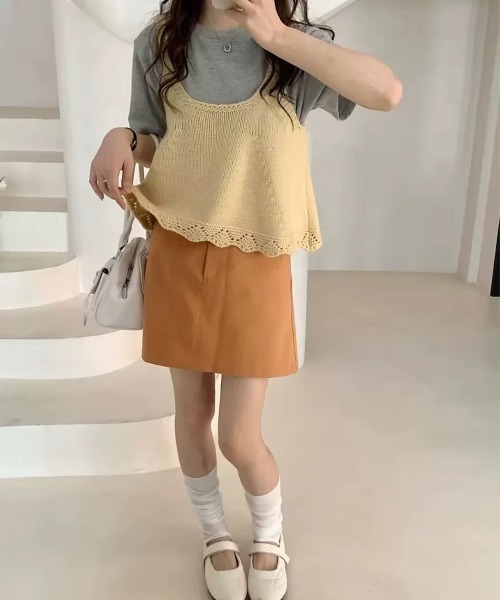 Miniministore(ミニミニストア)の「ニットベスト レディース 編み Aライン(ベスト・レディース・アイボリー/ブルー/グレー/クリーム/レッド・FREE)」の16枚目の写真