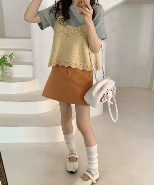 Miniministore(ミニミニストア)の「ニットベスト レディース 編み Aライン(ベスト・レディース・アイボリー/ブルー/グレー/クリーム/レッド・FREE)」の17枚目の写真