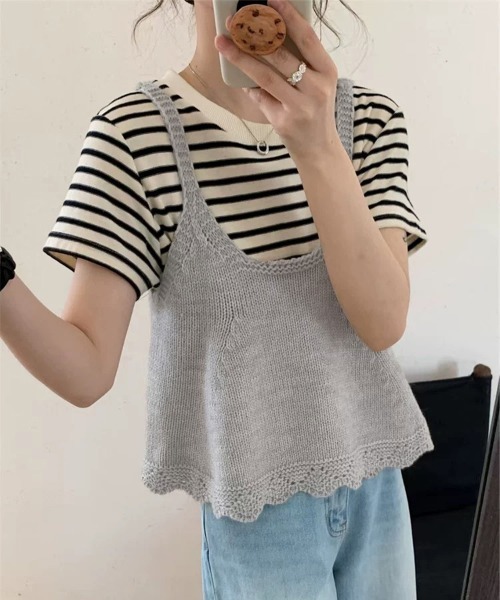 Miniministore(ミニミニストア)の「ニットベスト レディース 編み Aライン(ベスト・レディース・アイボリー/ブルー/グレー/クリーム/レッド・FREE)」の18枚目の写真