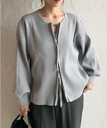 She's Closet（シーズクローゼット）の「長袖ボリュームスリーブダブルジップアップリブニットカーディガン（カーディガン/ボレロ）」