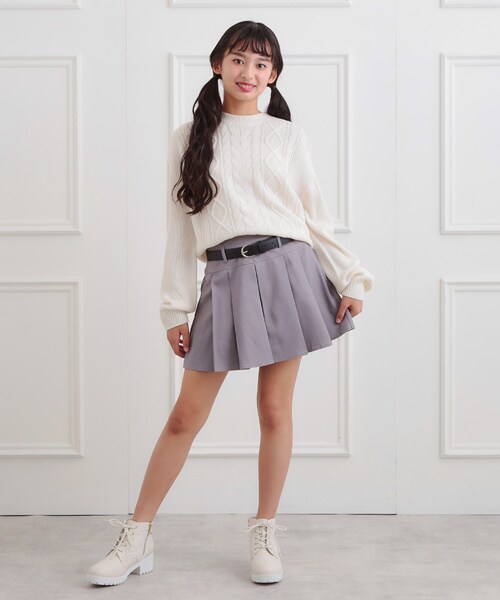 ひでこ　Cニット　グレー プチプラ】ケーブルニット（ニット/セーター）｜PINK-latte