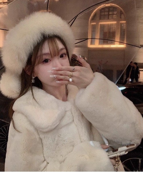 ミ*ポ様 リブジョア　LIBJOIE　ショールカラー　フェイクファージャケット ミ*ポ様 リブジョア LIBJOIE ショールカラー フェイクファージャケット